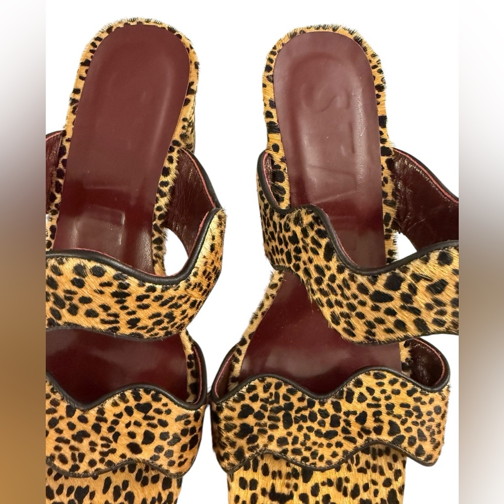 NEW STAUD Frankie Wavy Cheetah Print Calf Hair Block Heel Sandals Sz 8.5 - Picture 12 of 16